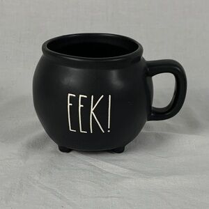 Rae Dunn Black Cauldron Mug with 'EEK!' Design
